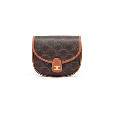 CELINE MINI BESACE IN TRIOMPHE CANVAS AND CALFSKIN 196702BZJ.04LU (15*11*4cm)